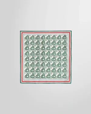 Heart Monogramme Green Silk Scarf