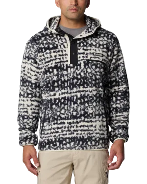 Helvetia II Printed Hooded Fleece Jacket in Black Stippled Stripe