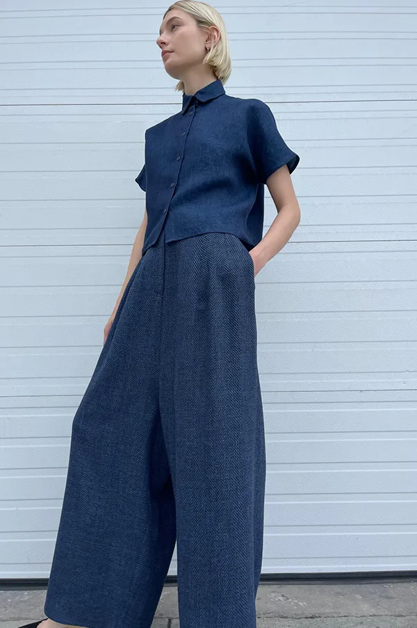 Herringbone Pants in Blue