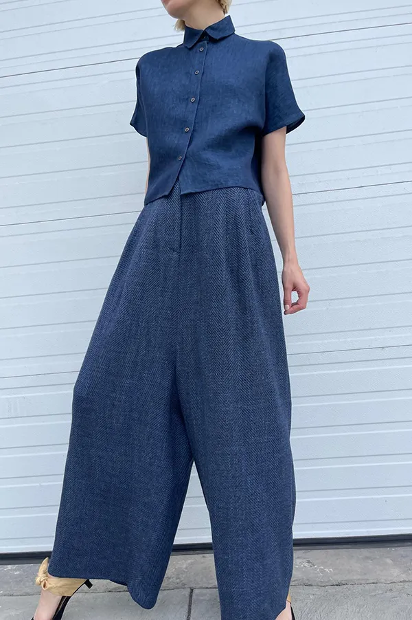 Herringbone Pants in Blue