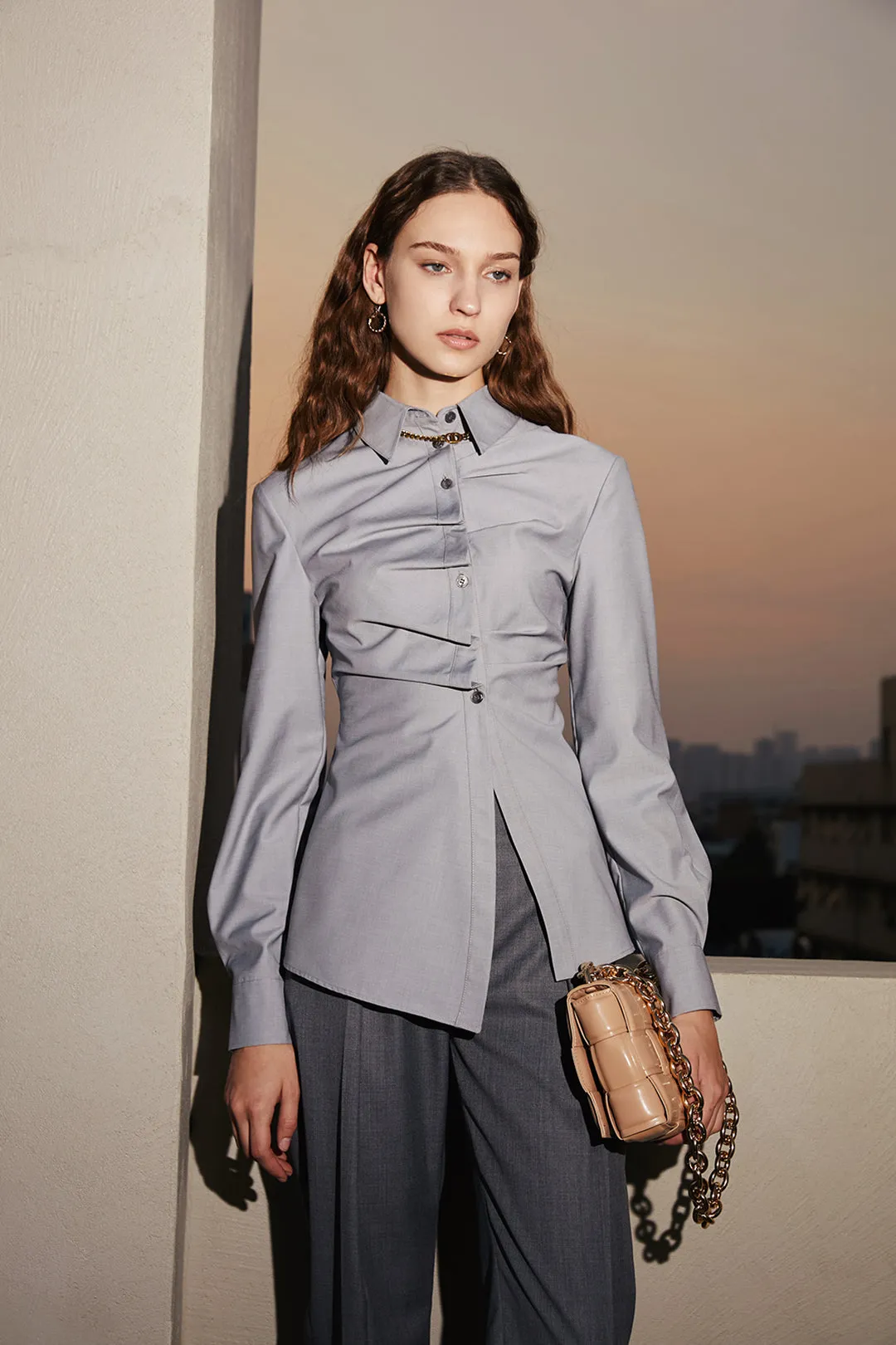High-rise straight-leg pants | Dark gray straight-leg pants | Commuter straight-leg pants