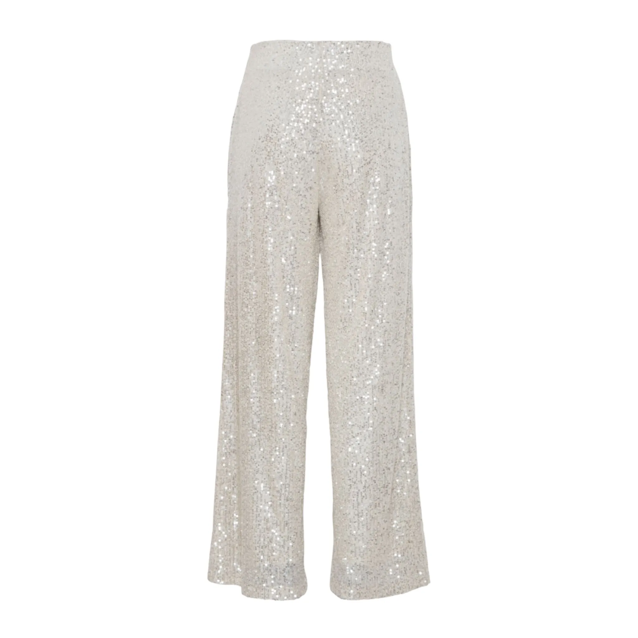 ICHI Fauci Wide Leg Sequin Trousers Frosted Almond