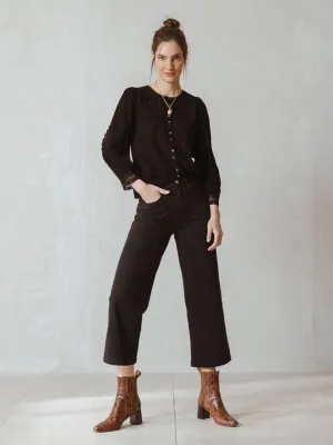 Indi & Cold Cotton Crop Trousers in Black