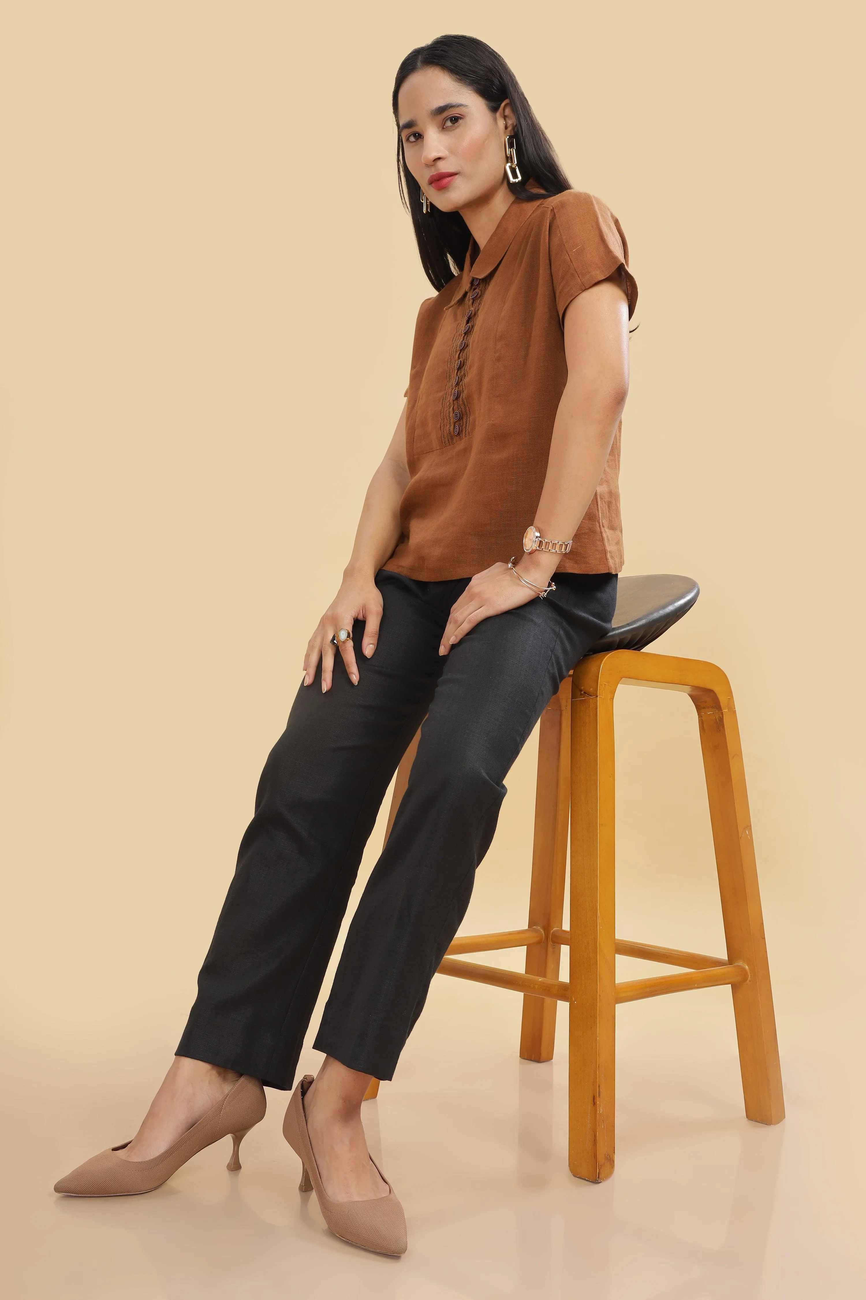 IRENE - Irish Pure Linen Black Trousers