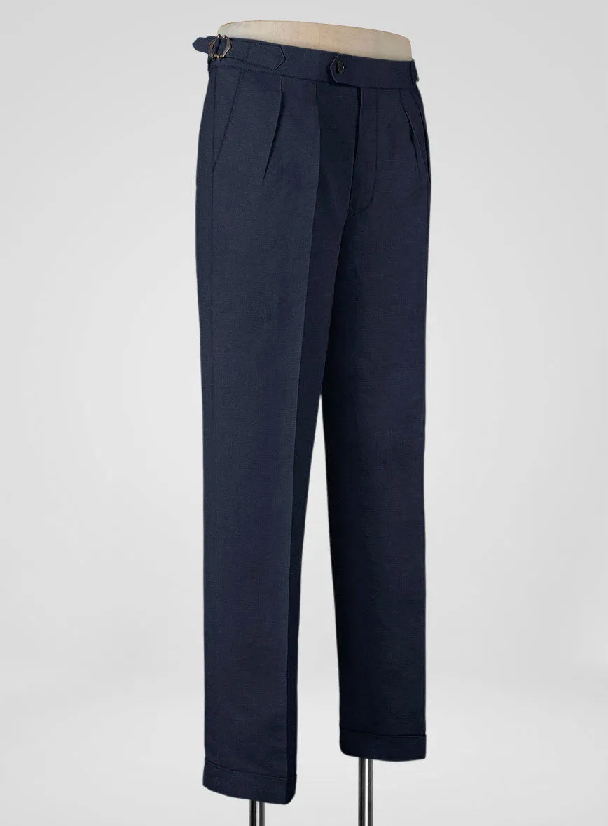Italian Prato Oxford Blue Linen Highland Trousers