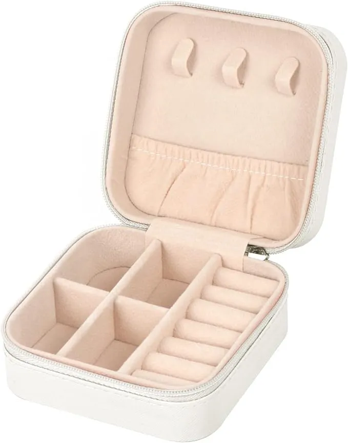 Jewelry Box, Portable Jewelry Storage Organiser Box for earrings, necklace and ring (White or Black)