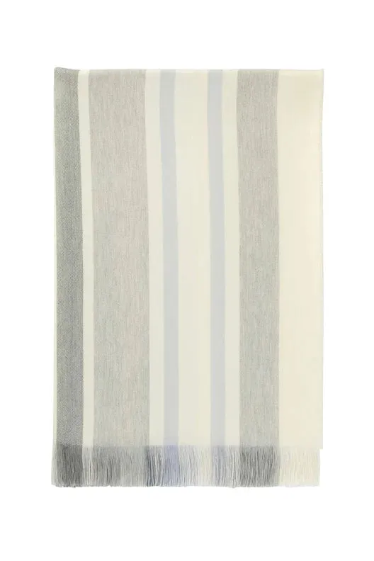 Johnstons of Elgin - Multi Stripe Merino Throw - Grey