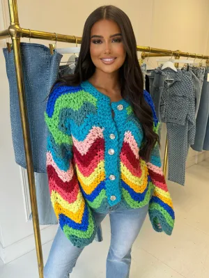 Kade blue handmade chunky knit cardigan