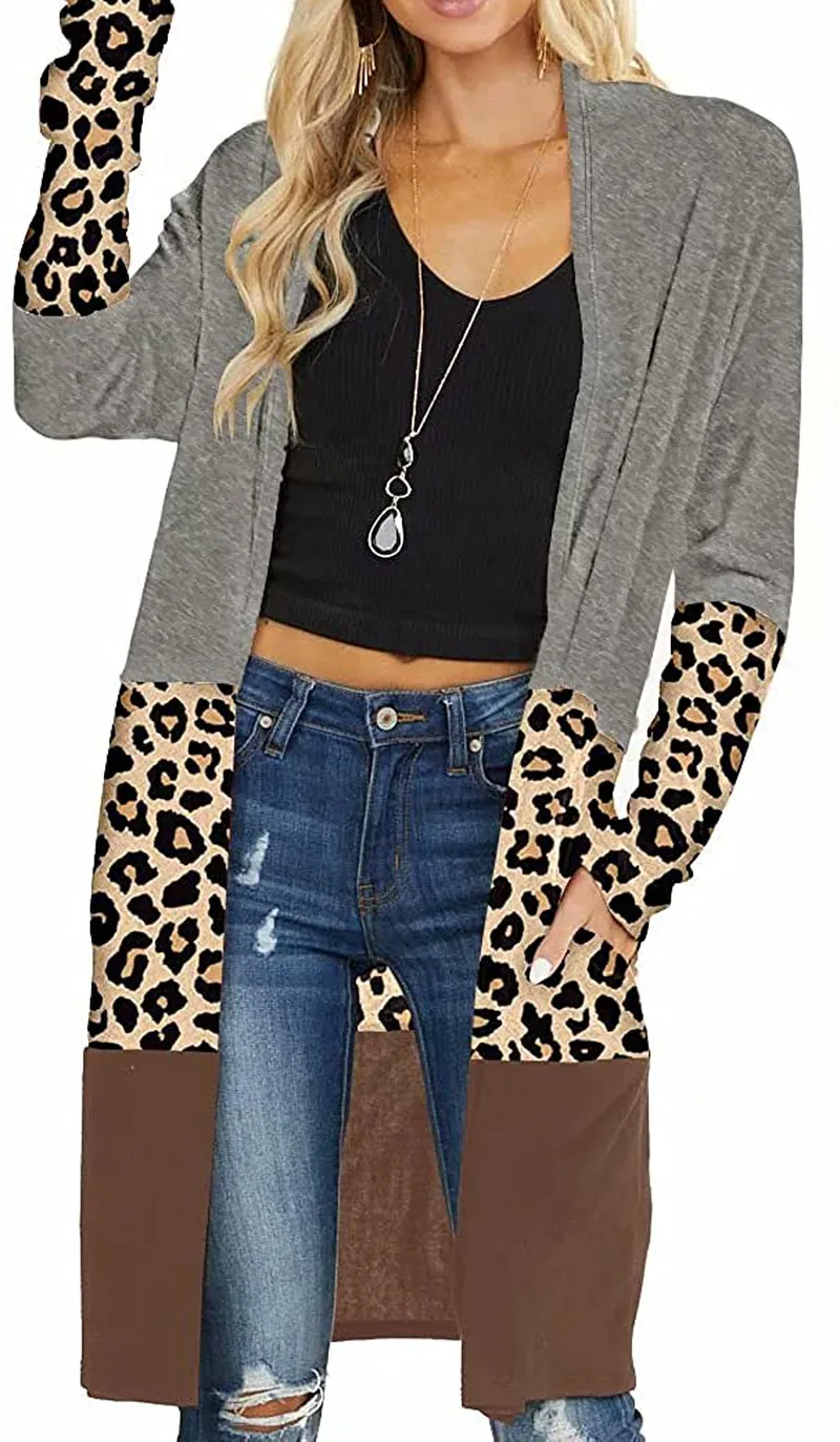 Lacozy Women's Open Front Long Knit Cardigan Draped Snap Buffalo Plaid Shirt Kimono Cardigan Sweater