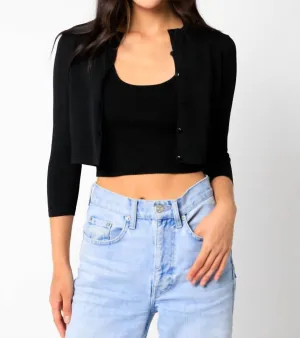 Lisa Cropped Cardigan in Black