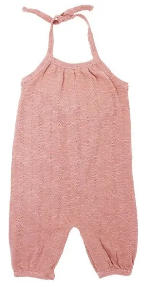 L'ovedbaby Pointelle Tie Halter Romper - Mauve