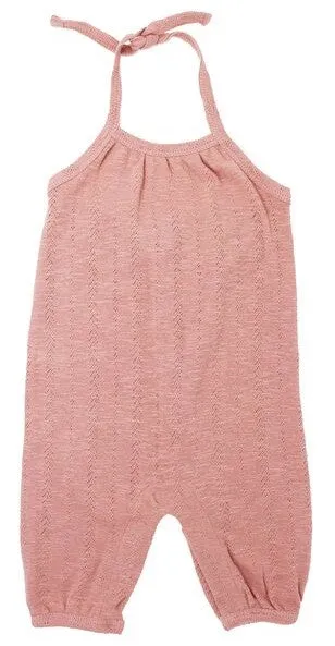 L'ovedbaby Pointelle Tie Halter Romper - Mauve