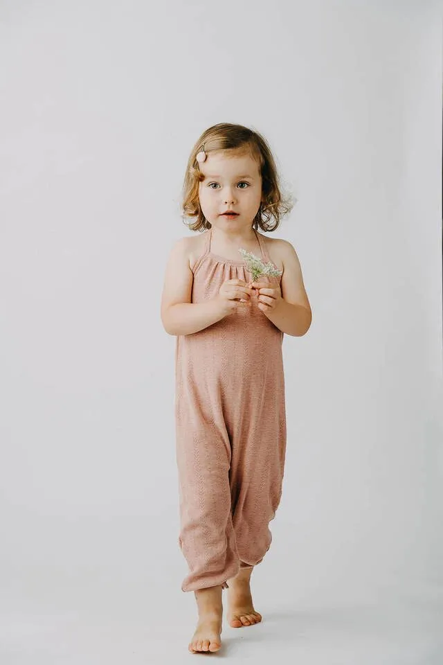 L'ovedbaby Pointelle Tie Halter Romper - Mauve
