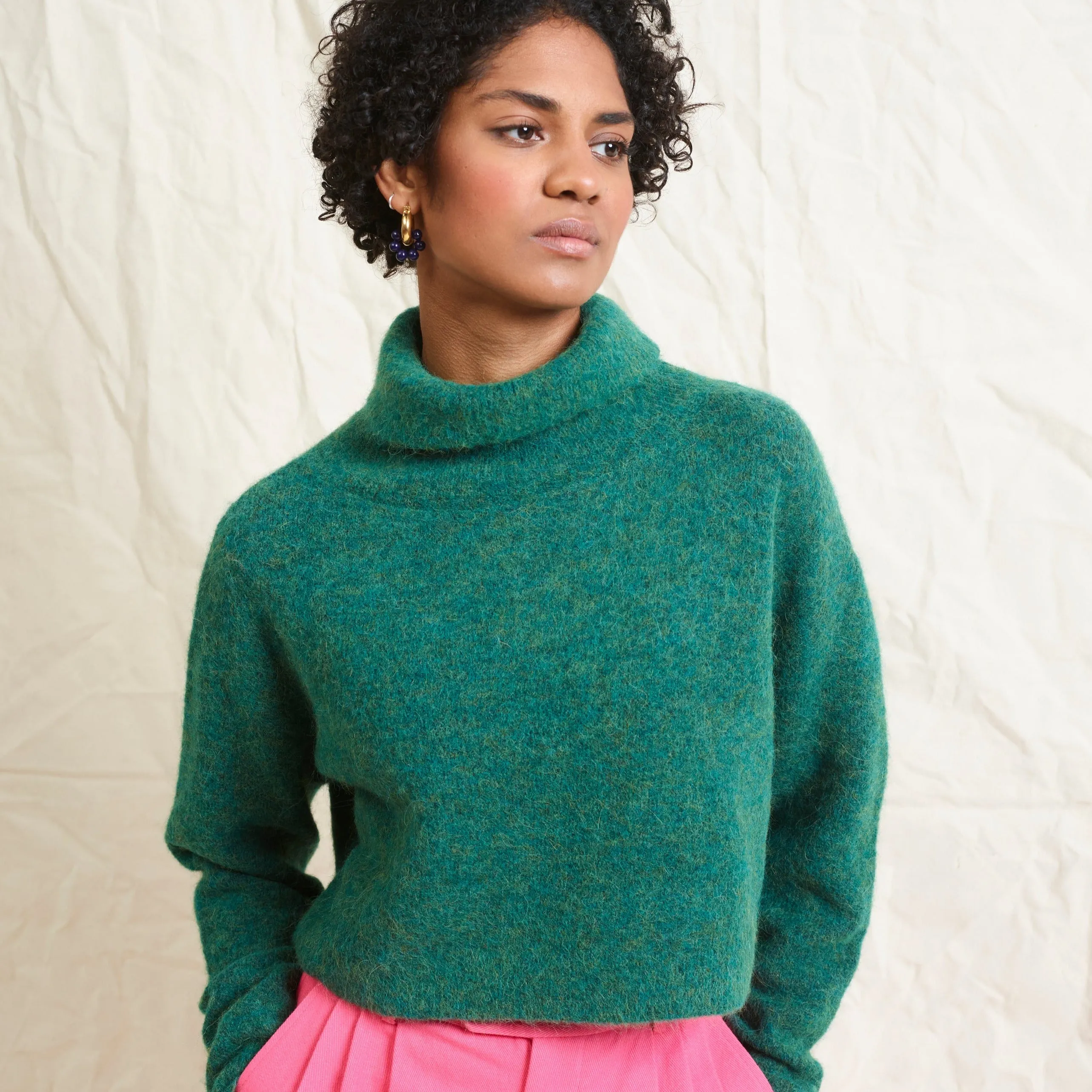 Lowie Fern Alpaca Cropped Roll Neck