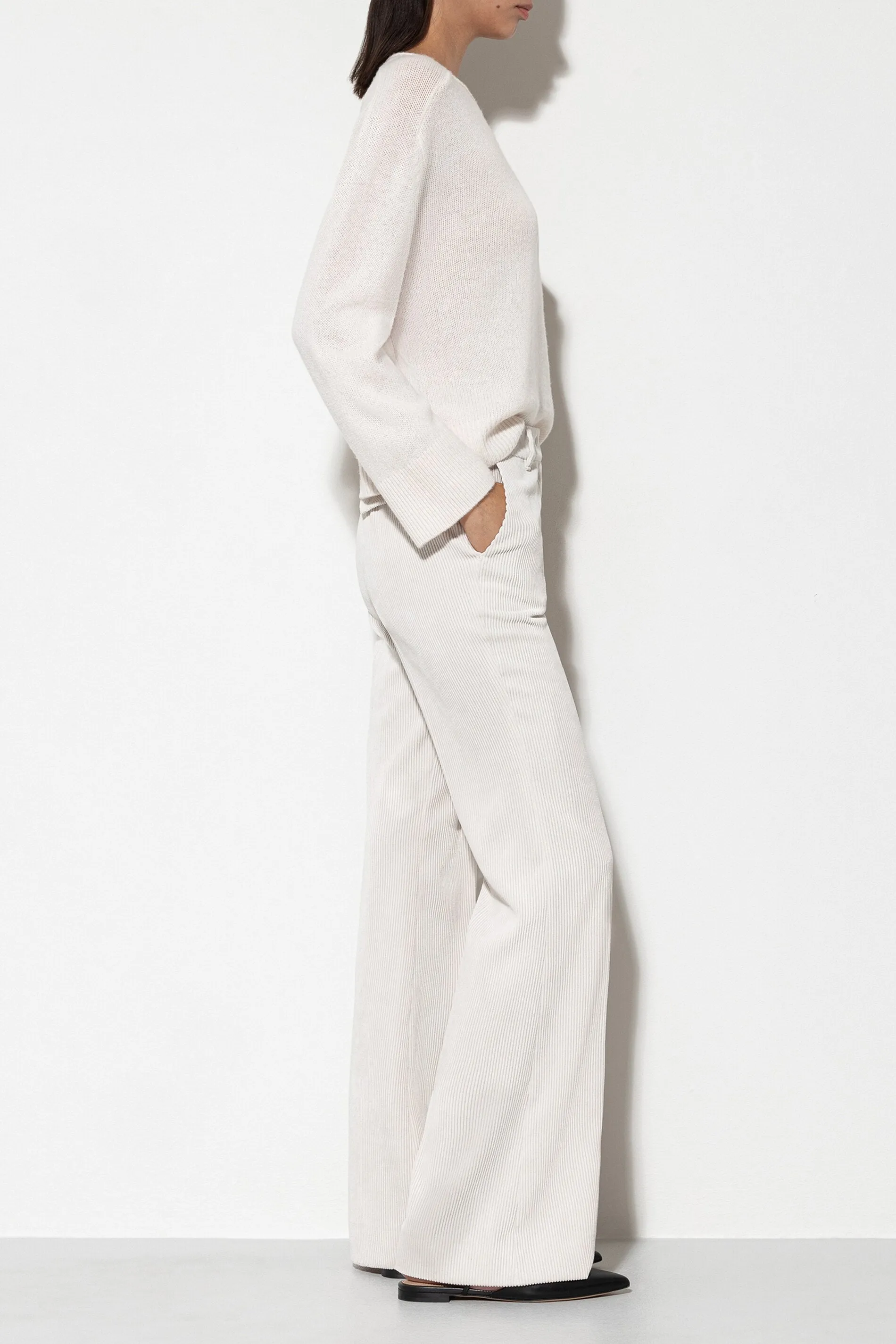 LUISA CERANO Cream Corduroy Trousers