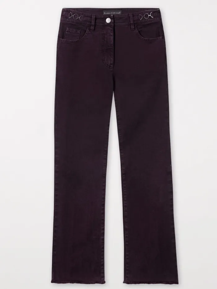 Luisa Cerano Women's Authentic Twill Denim Jeans In Burgundy 608620 3675 Col 8803