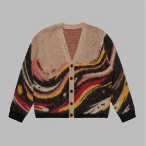 Market Paint Dept Cardigan Q4 Kint Cardigan With Pockets and Soft Hand Feel Khaki