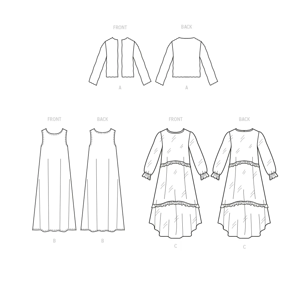 McCall's Sewing Pattern M8354 Girls' Dress, Slip Dress and Jacket