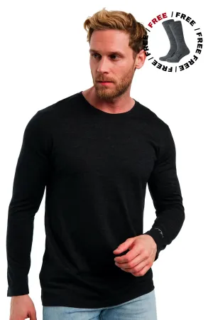Men's Merino Long Sleeve 165 Heathered Black