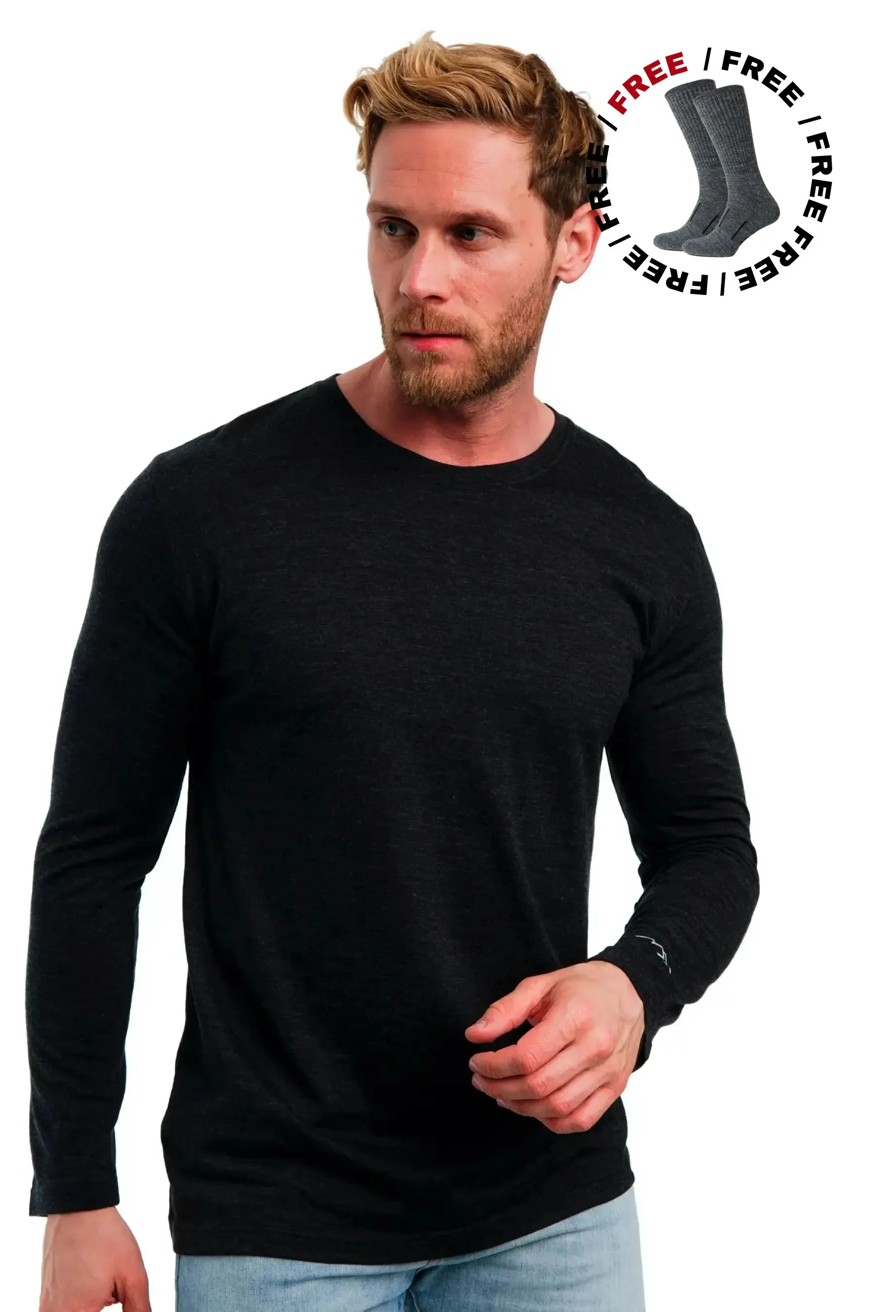 Men's Merino Long Sleeve 165 Heathered Black
