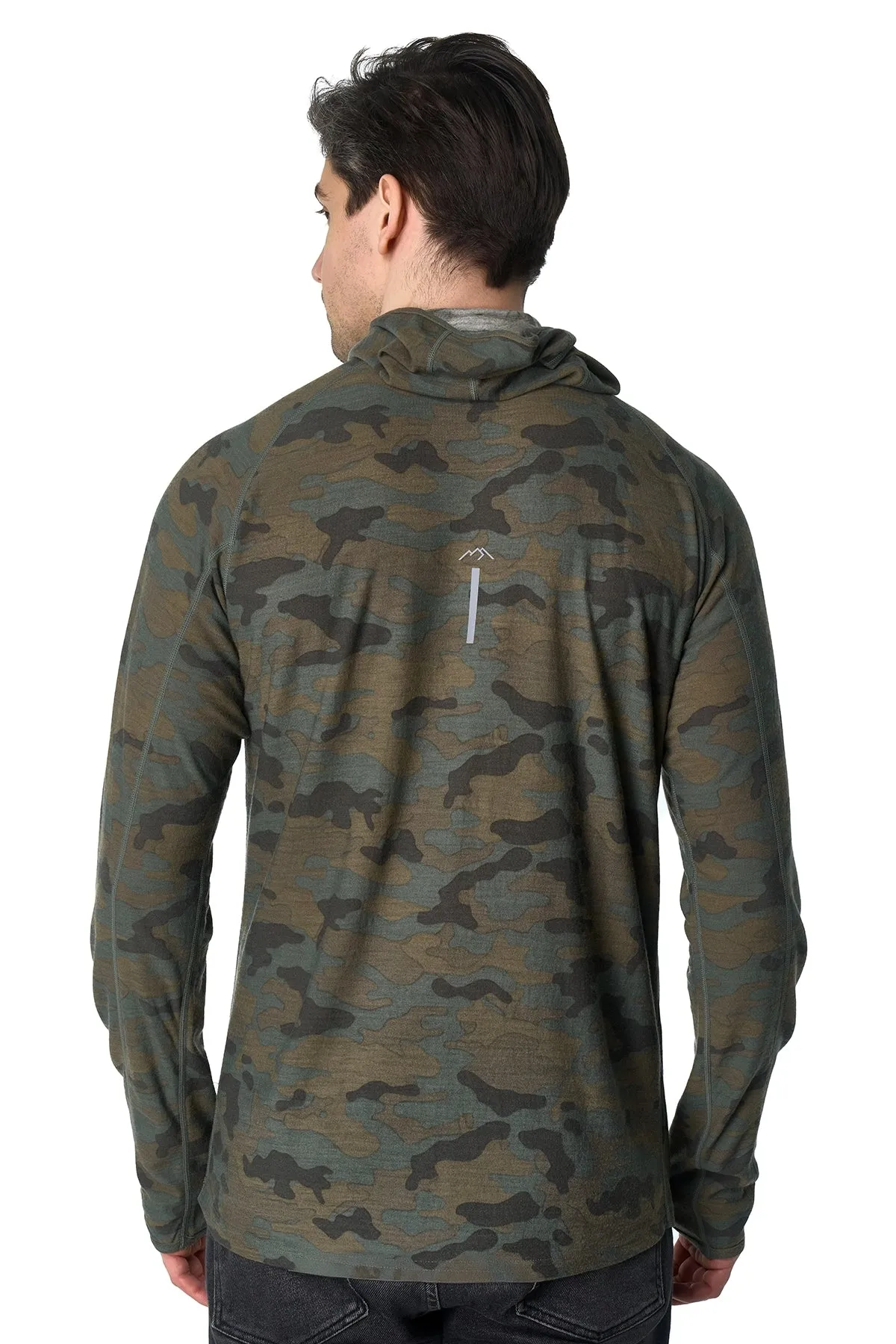 Men's Merino Wool Half Zip Hoodie 190 Camo