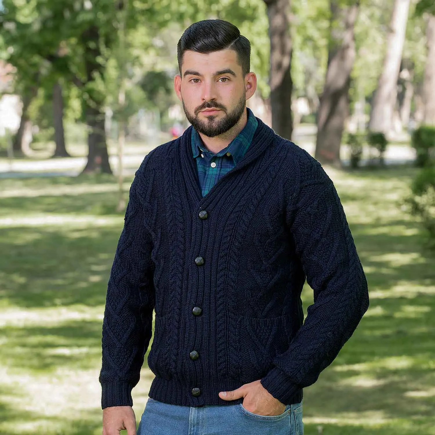 Men's Shawl Collar Cardigan, Navy