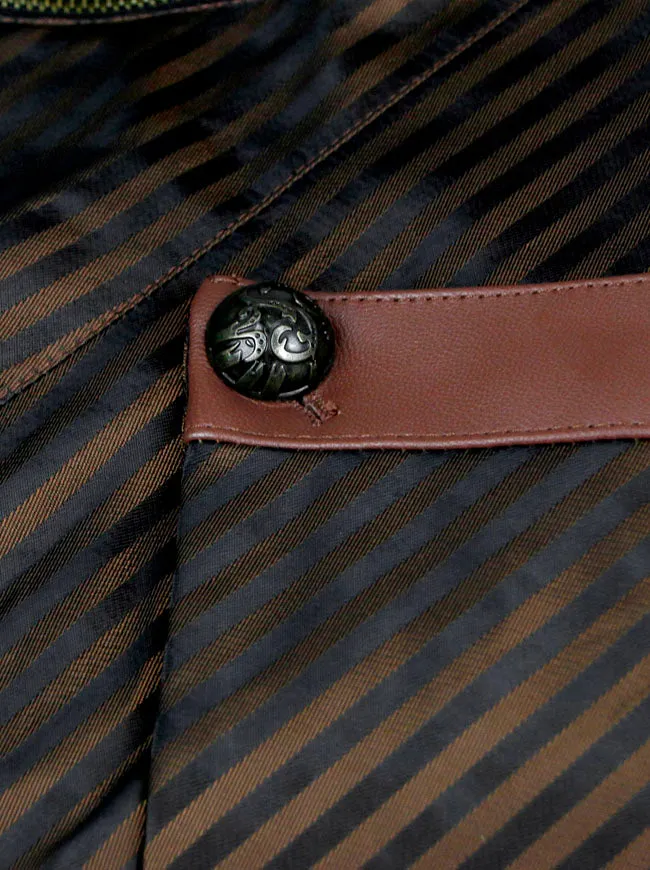 Men's Steampunk Brown Pinstripe Waistcoat V Neck Party Vest