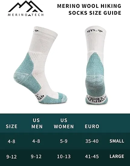 Merino Wool Hiking Socks - (Pack of 2) Mint Icecream