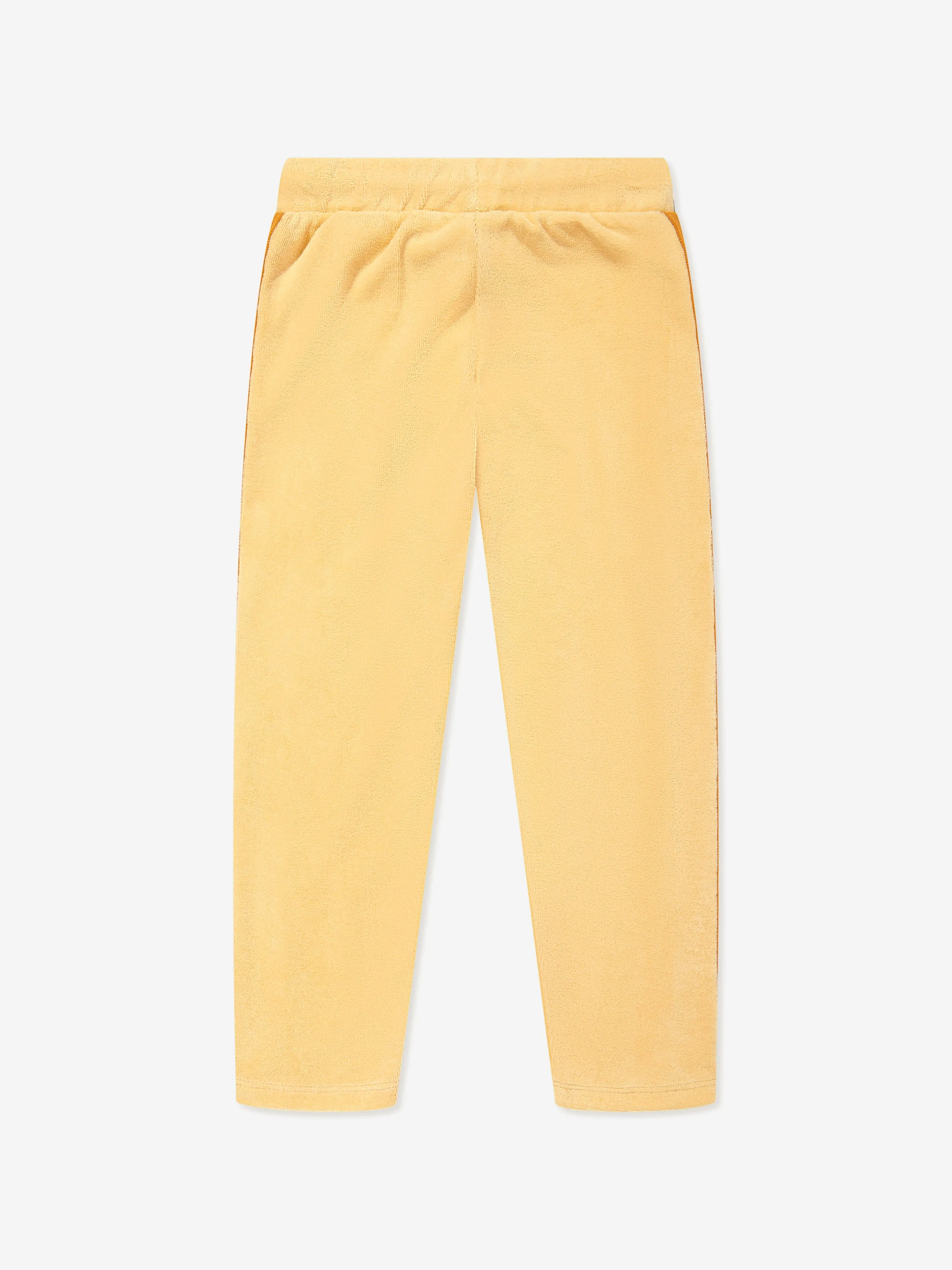 Mini Rodini Kids Tennis Embroidered Terry Joggers in Yellow