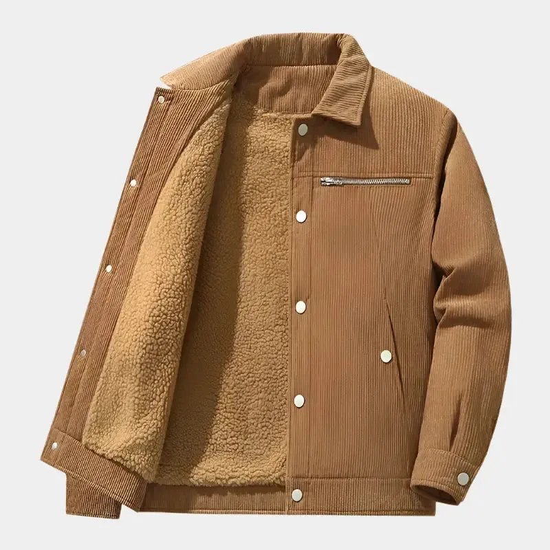 Minimalist Corduroy Sherpa Jacket - Cross & Crown