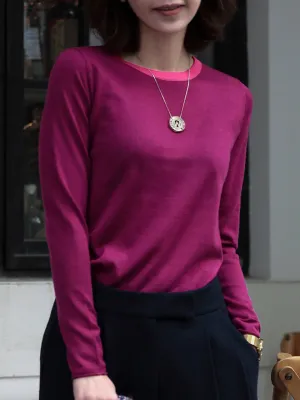 Mulberry Contrast Trim Merino Wool Jumper