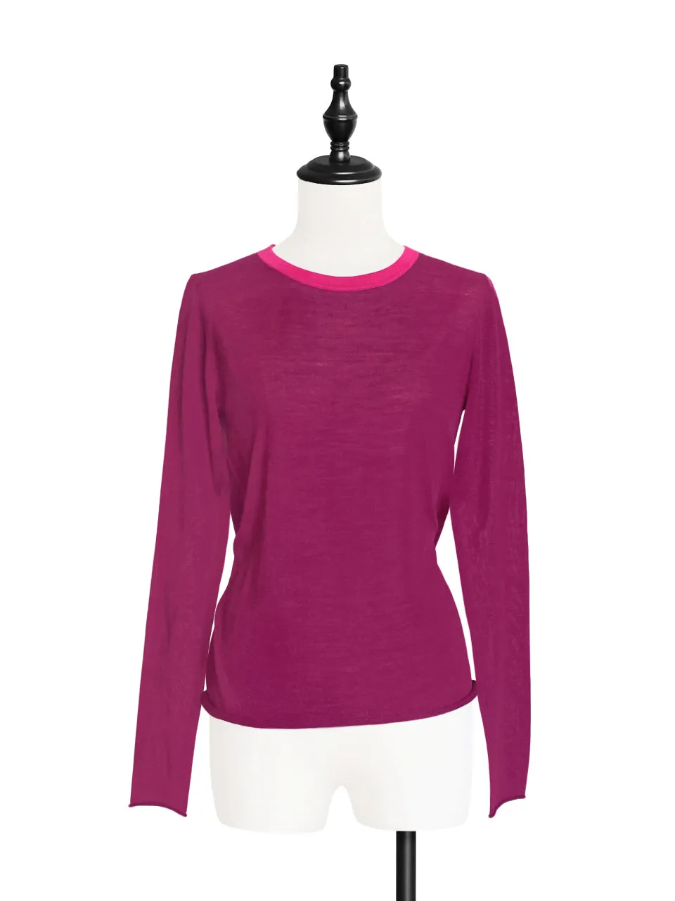 Mulberry Contrast Trim Merino Wool Jumper