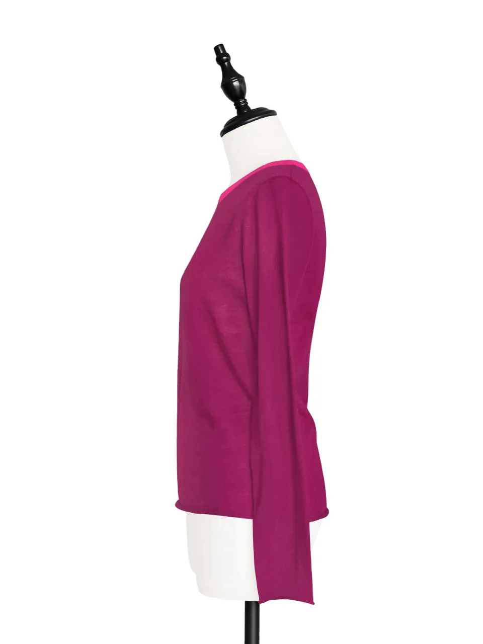 Mulberry Contrast Trim Merino Wool Jumper