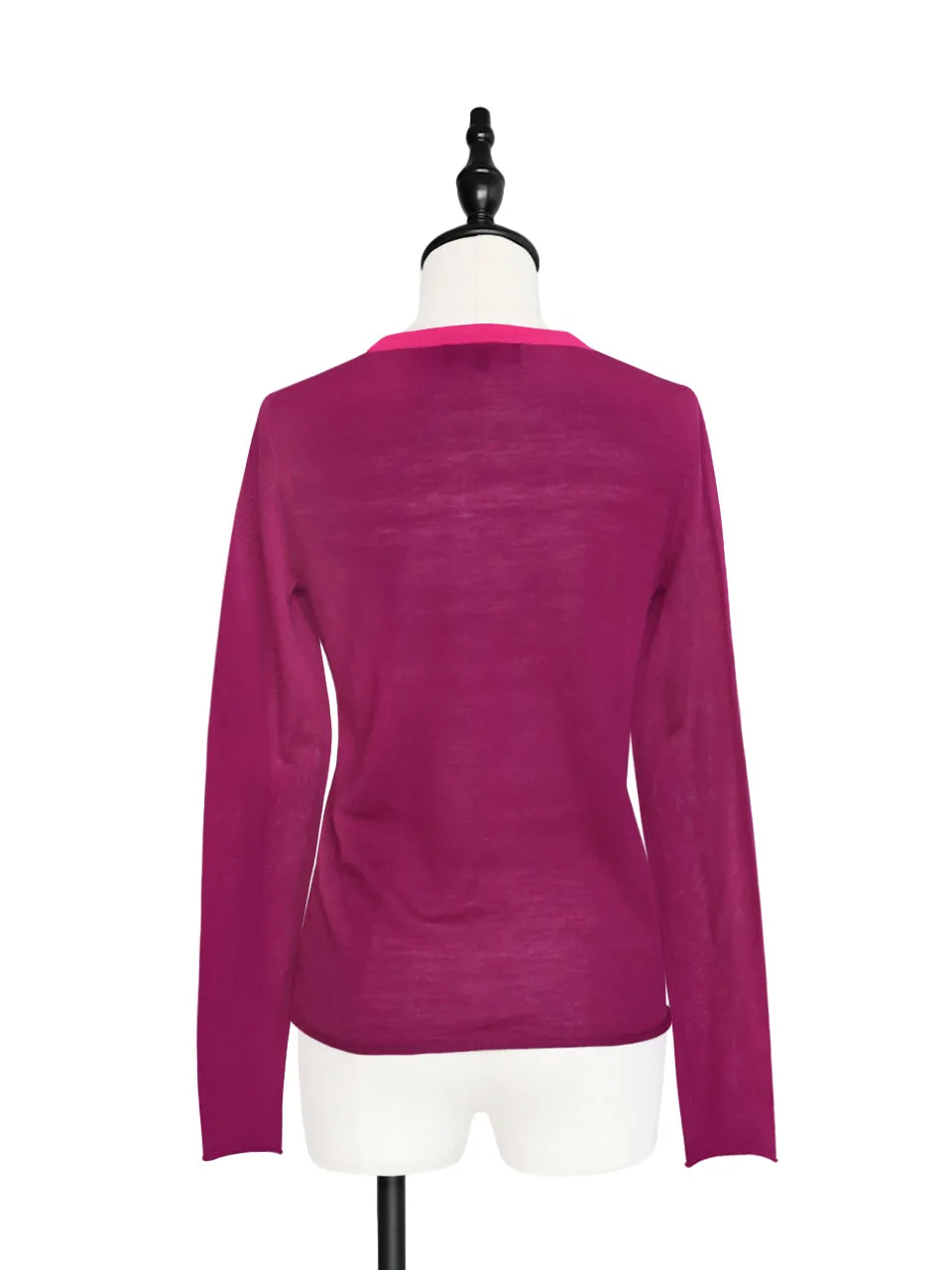 Mulberry Contrast Trim Merino Wool Jumper