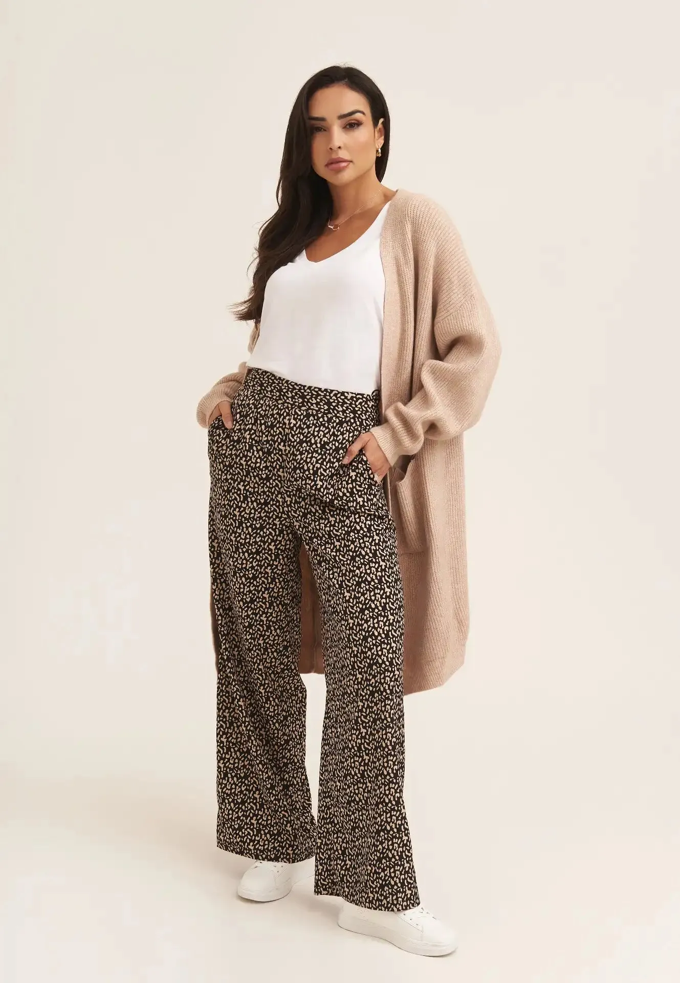 Multi Animal Print Wide Leg Trousers