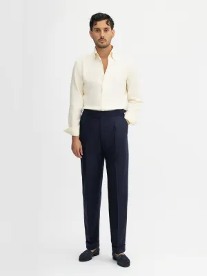 Navy Flannel Wool Gurkha Trousers
