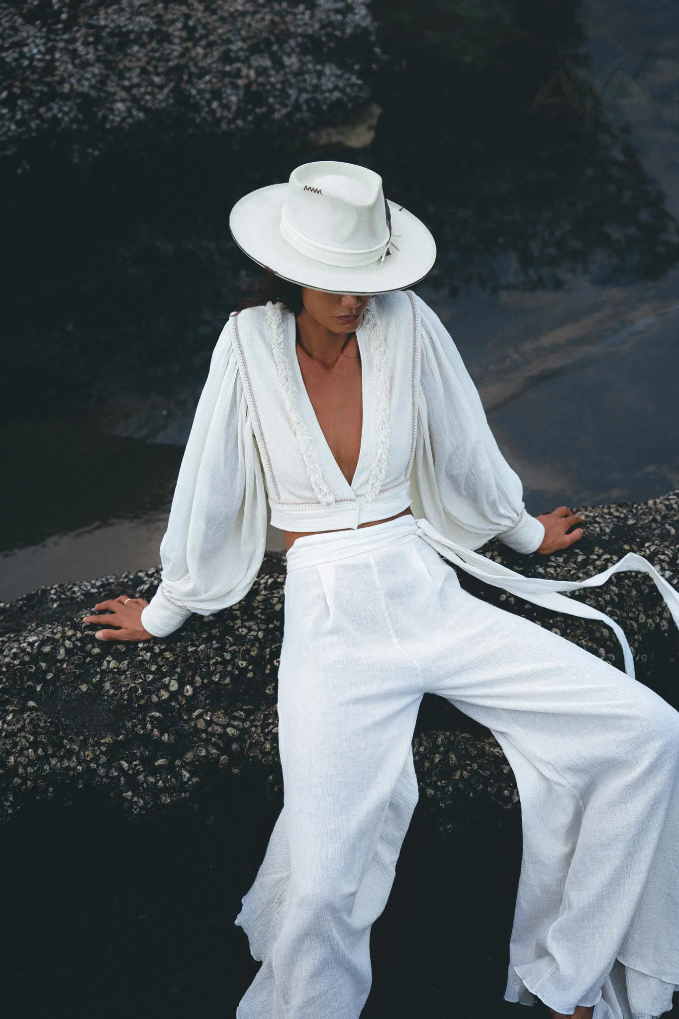 Off White Adjustable Pants • Casual Wide Boot Trousers • Cocktail Summer Pants