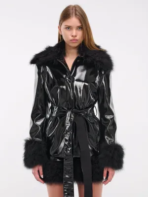 Patent Faux Leather Coat (A42-2S078A-BLACK)