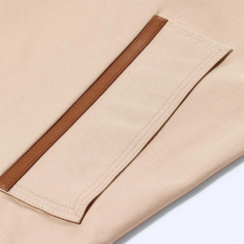 Plain Mid-Length Trench Coat With Belt