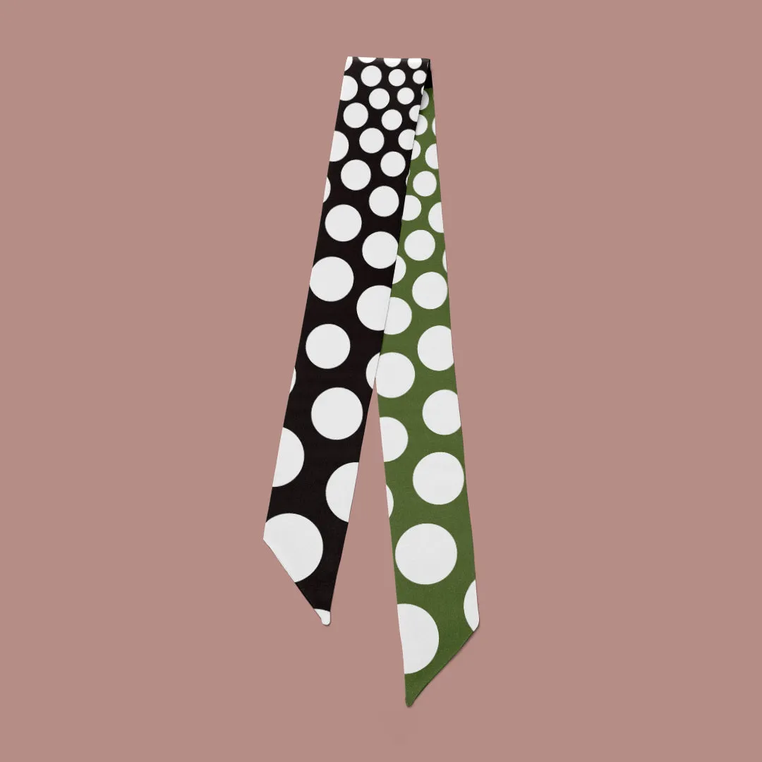 Polka Mini Scarf - Black / Khaki