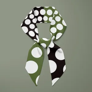 Polka Mini Scarf - Black / Khaki