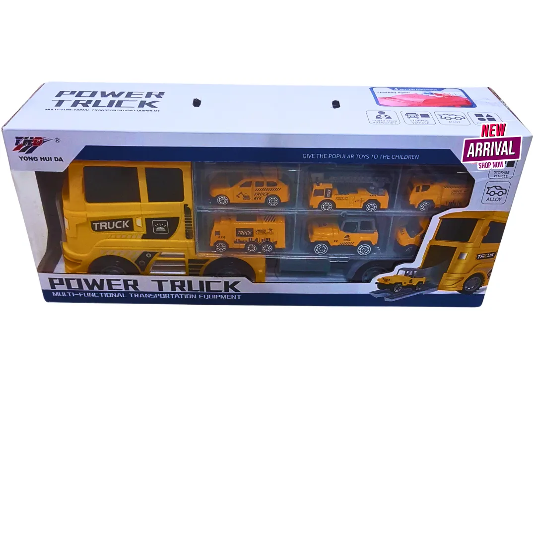 Power Truck Transporter – Multi-Vehicle Construction Playset! 🚛🏗️