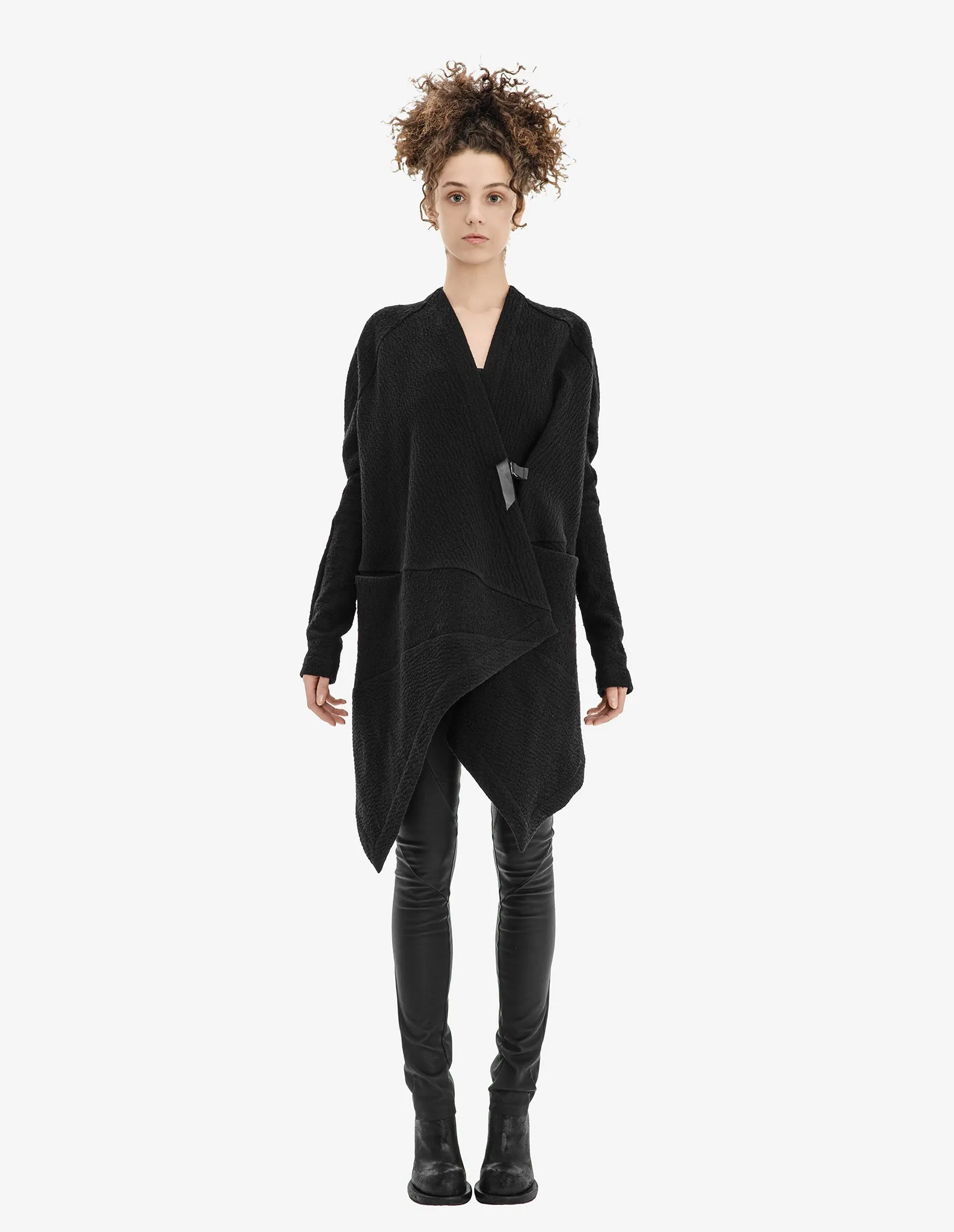 Raglan-Sleeve Asymmetric Cardigan