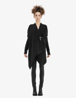 Raglan-Sleeve Asymmetric Cardigan