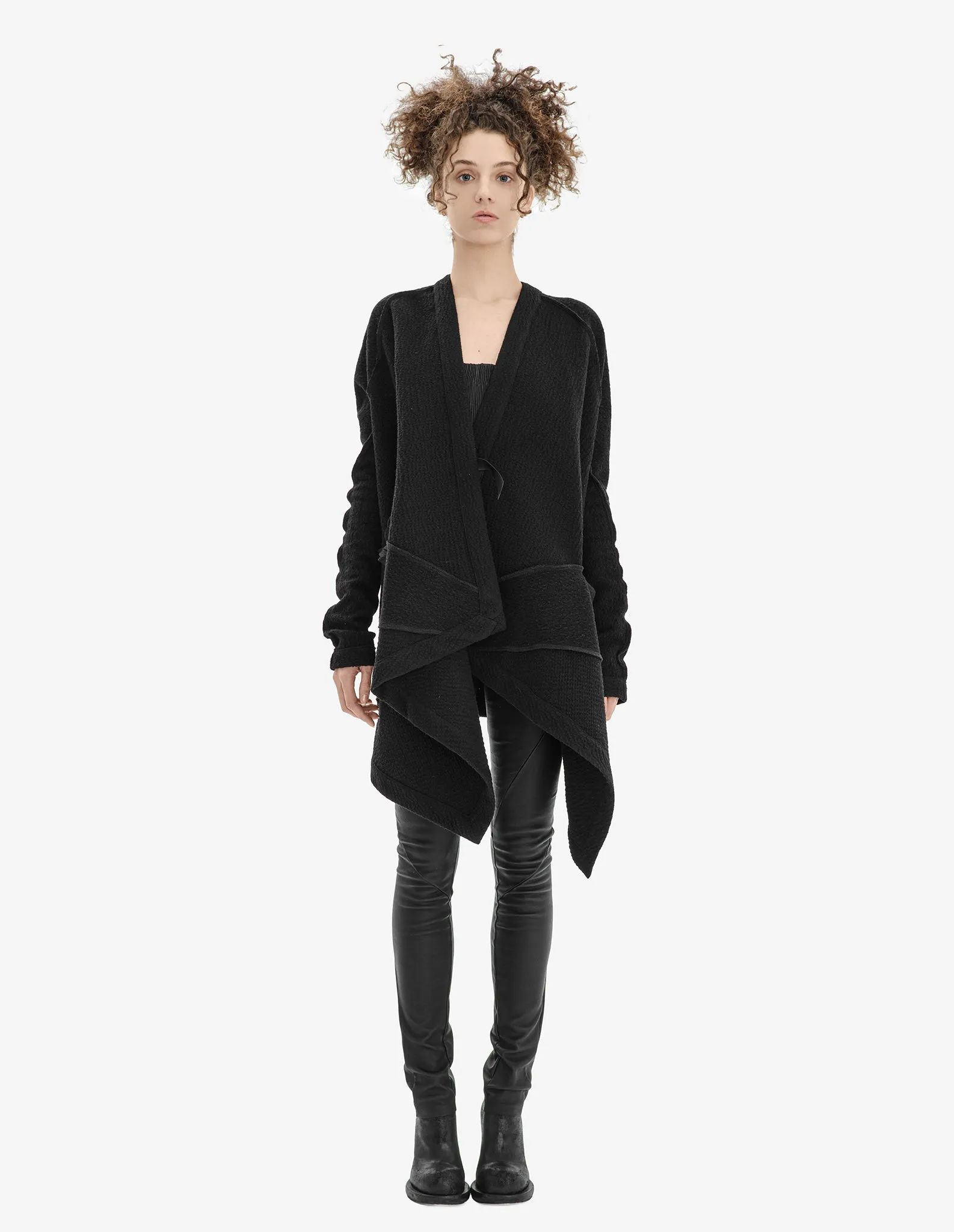 Raglan-Sleeve Asymmetric Cardigan
