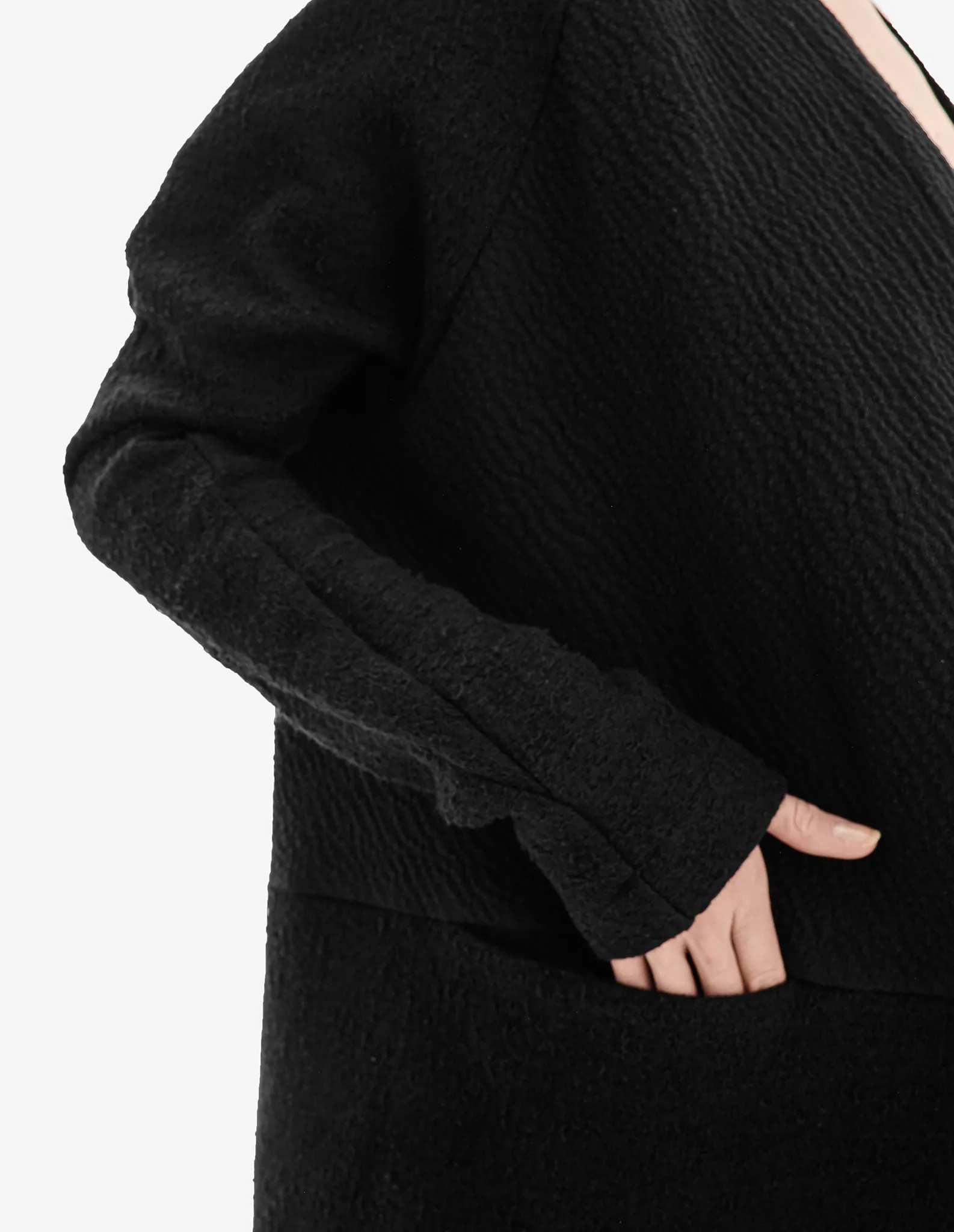 Raglan-Sleeve Asymmetric Cardigan