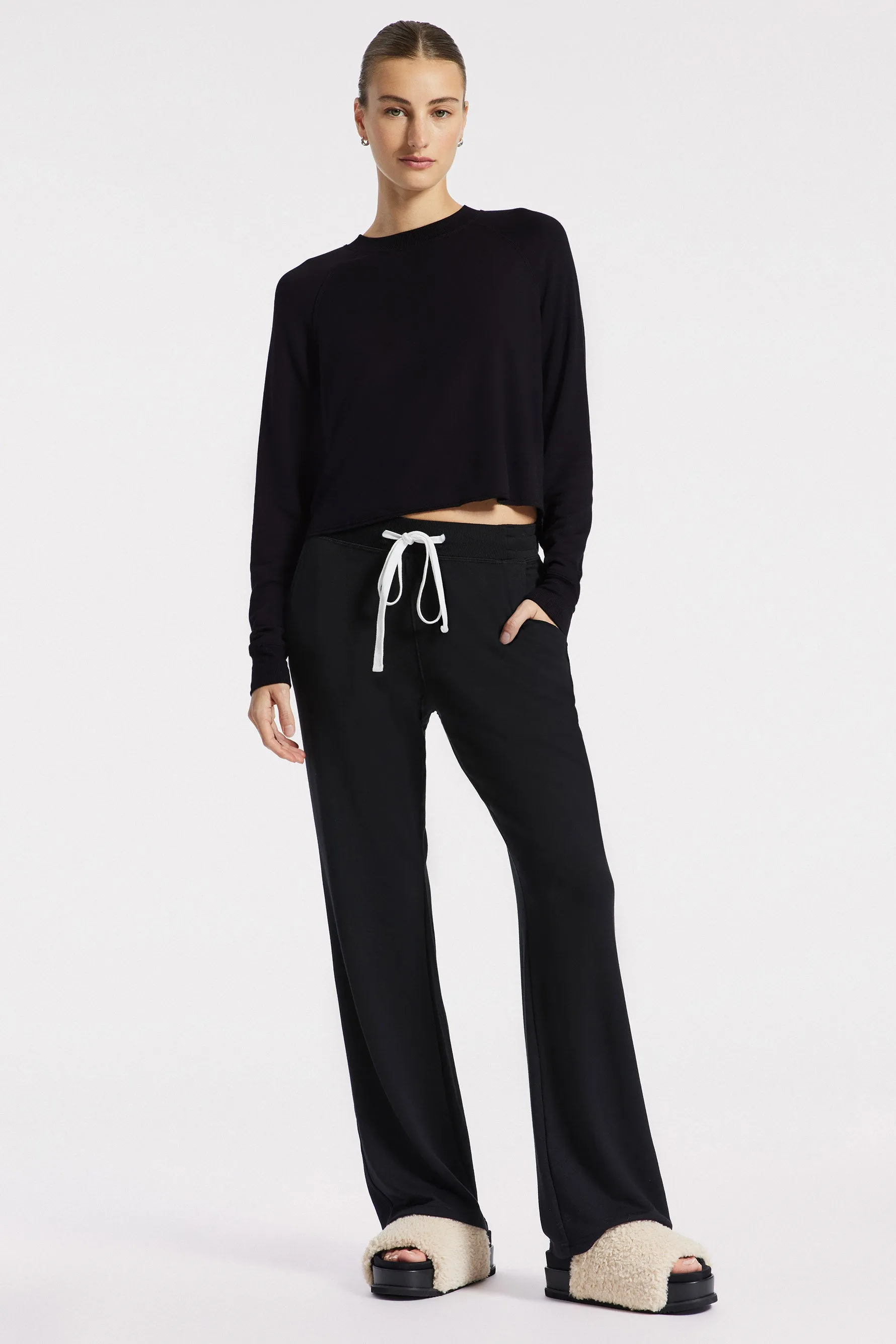 Raven Fleece Full Length Sweatpant - Black