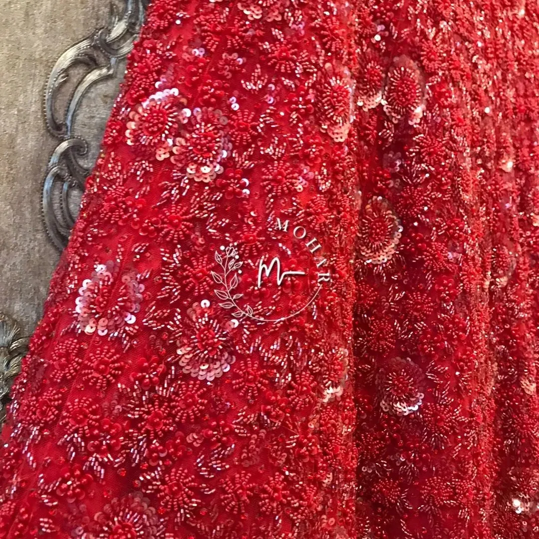 Red Monochrome Indo Western Reception Lehenga