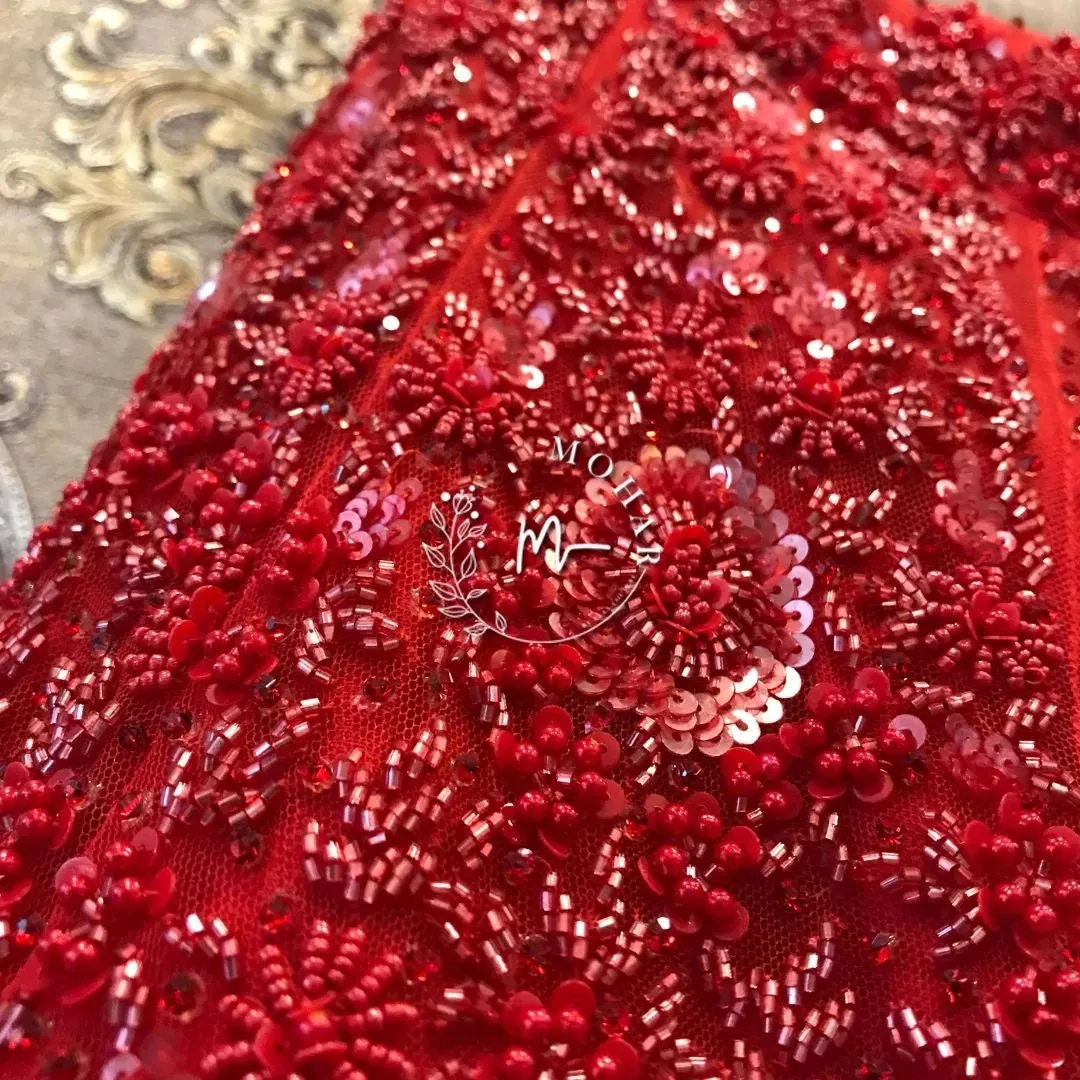 Red Monochrome Indo Western Reception Lehenga