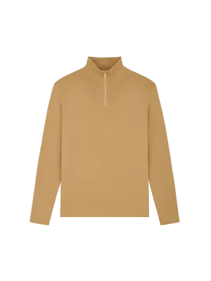 Regenerative Merino Wool Half-Zip Sweater—camel